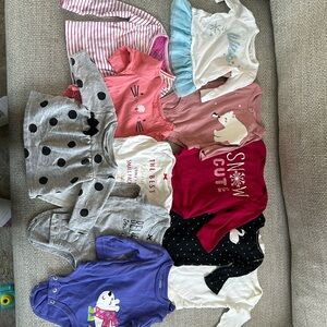 10 3M Long Sleeve Baby Suits / Shirts, 1 3M Sweatshirt, 4 pairs of pants